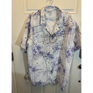 Garment One Clothing Unique Hawaiin Beach Cruise Style Floral Map Shirt Size XXL
